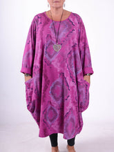 Lagenlook Parachute Dress With Pockets Cotton - 9215 Patterned, Dresses, Pure Plus Clothing, Lagenlook Clothing, Plus Size Fashion, Over 50 Fashion